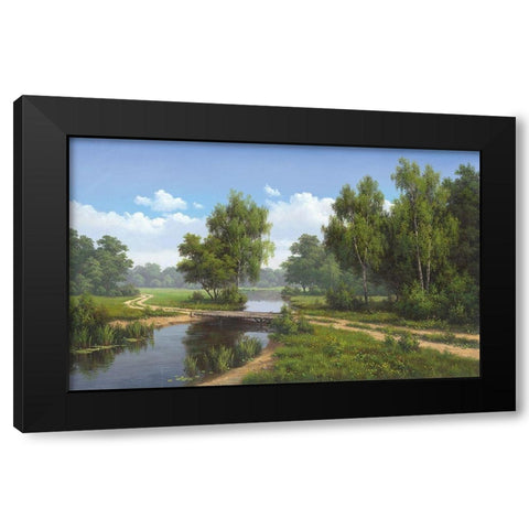 Path over water Black Modern Wood Framed Art Print by Babichev