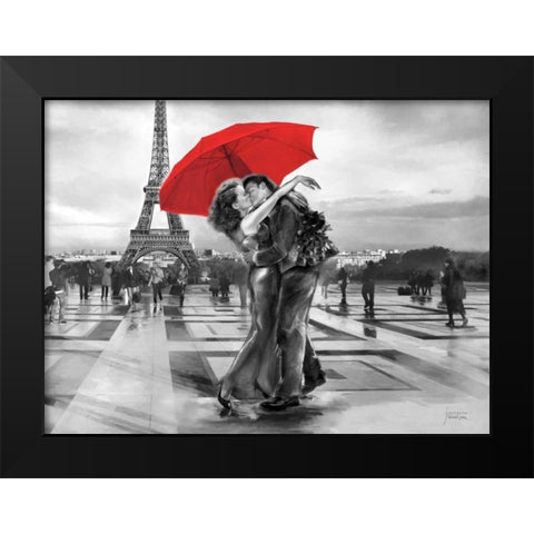 B+W French Kiss Black Modern Wood Framed Art Print by Tarin, Michael