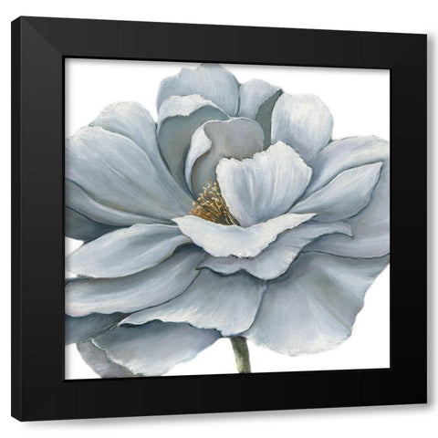 BLUE SILKEN BLOOM Black Modern Wood Framed Art Print by Withaar, Rian