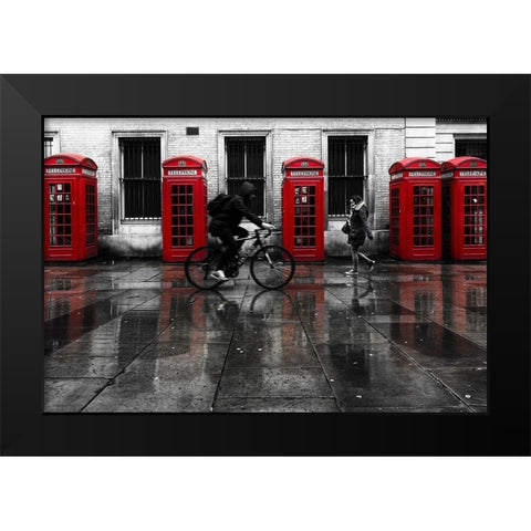 PHONE BOOTHS II Black Modern Wood Framed Art Print by Kostka, Vladimir