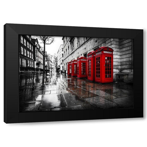 PHONE BOOTHS III Black Modern Wood Framed Art Print with Double Matting by Kostka, Vladimir