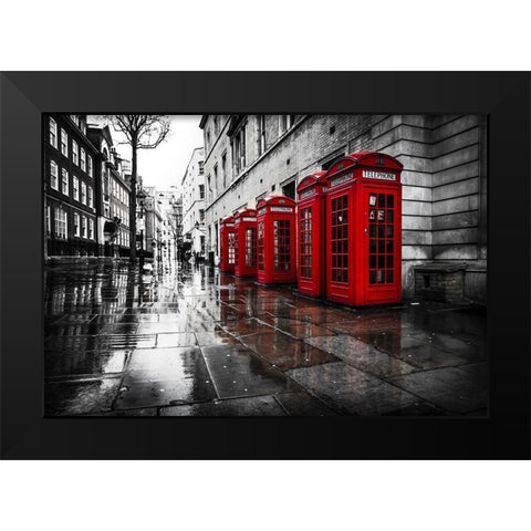 PHONE BOOTHS III Black Modern Wood Framed Art Print by Kostka, Vladimir