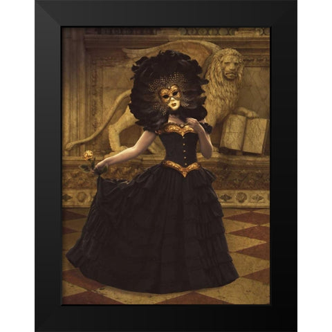 Bal Du Mask 1 Black Modern Wood Framed Art Print by Babette