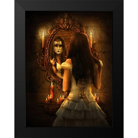 Bal Du Mask 2 Black Modern Wood Framed Art Print by Babette