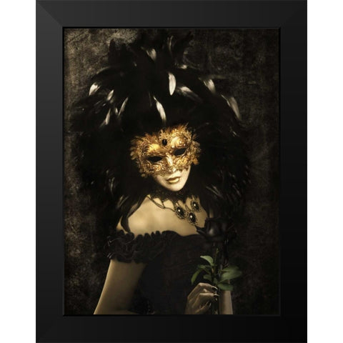 Bal Du Mask 3 Black Modern Wood Framed Art Print by Babette