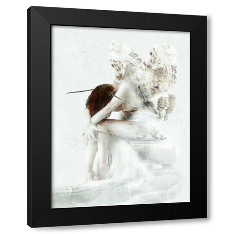 Moth Fairy Black Modern Wood Framed Art Print by Babette