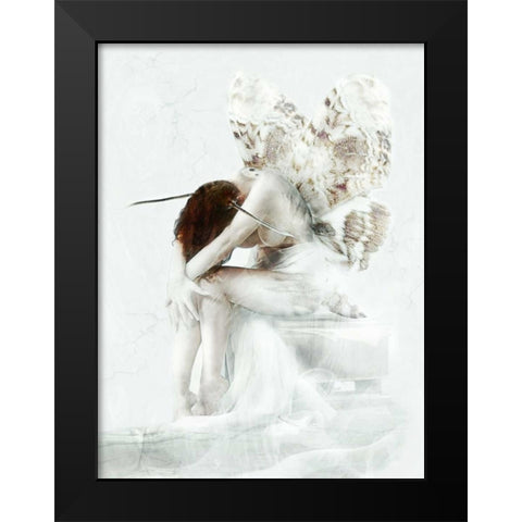 Moth Fairy Black Modern Wood Framed Art Print by Babette