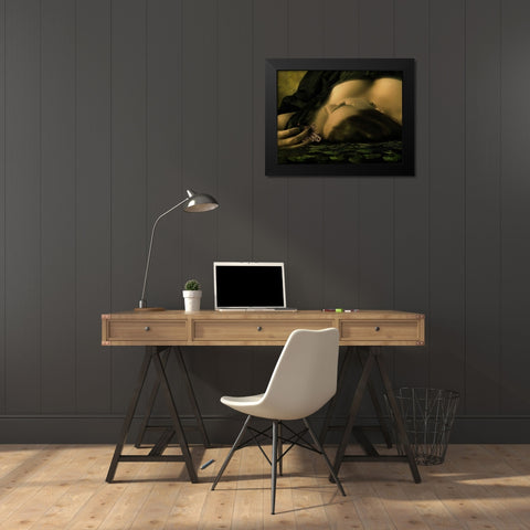 Teardrop Black Modern Wood Framed Art Print by Babette