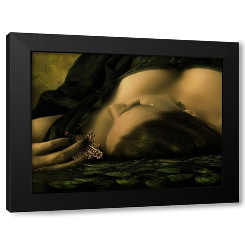 Teardrop Black Modern Wood Framed Art Print with Double Matting by Babette