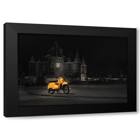 SCOOTER Black Modern Wood Framed Art Print with Double Matting by Kostka, Vladimir