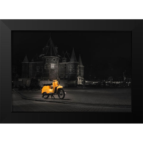 SCOOTER Black Modern Wood Framed Art Print by Kostka, Vladimir