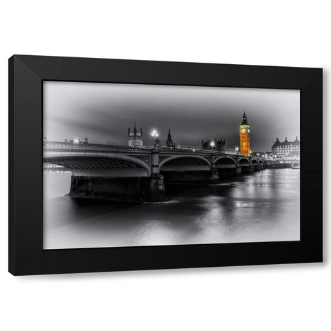 LONDON TOWER AND BIRDGE Black Modern Wood Framed Art Print with Double Matting by Kostka, Vladimir