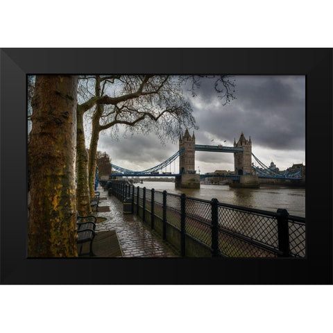 LONDON BRIDGE AND TOWER Black Modern Wood Framed Art Print by Kostka, Vladimir