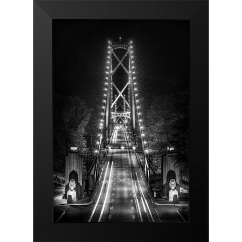 Liongate Bridge Black Modern Wood Framed Art Print by Kostka, Vladimir