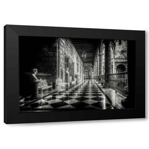 Church Hallway Black Modern Wood Framed Art Print by Kostka, Vladimir