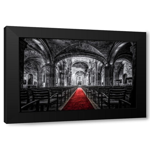 Church in Cuba Red Black Modern Wood Framed Art Print by Kostka, Vladimir