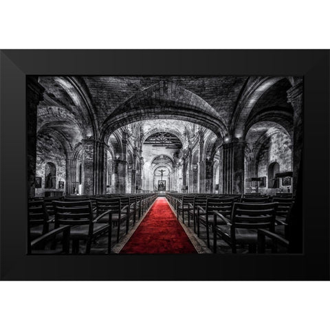 Church in Cuba Red Black Modern Wood Framed Art Print by Kostka, Vladimir