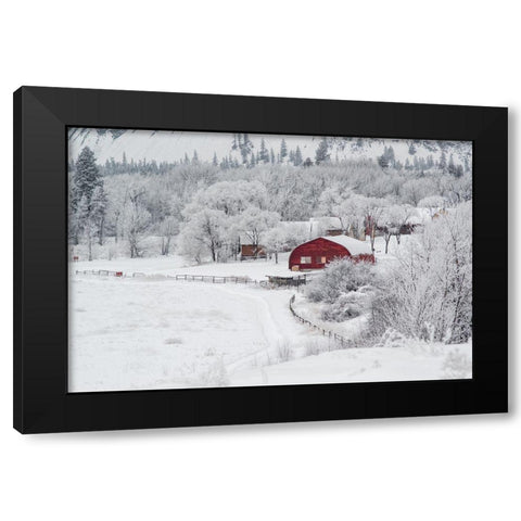 Dreamy Winter Farm Black Modern Wood Framed Art Print by Kostka, Vladimir