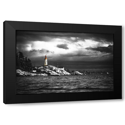 LIGHTHOUSE Black Modern Wood Framed Art Print by Kostka, Vladimir