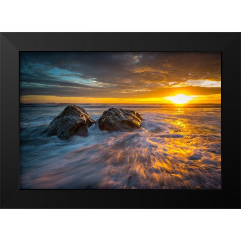 SUNSET OCEAN Black Modern Wood Framed Art Print by Kostka, Vladimir