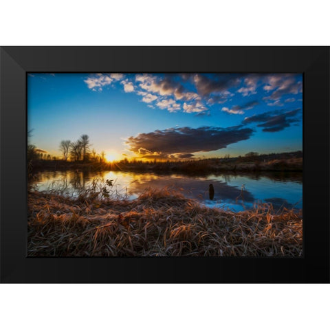 SUNSET RIVER I Black Modern Wood Framed Art Print by Kostka, Vladimir