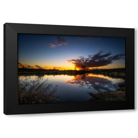 SUNSET RIVER III Black Modern Wood Framed Art Print by Kostka, Vladimir