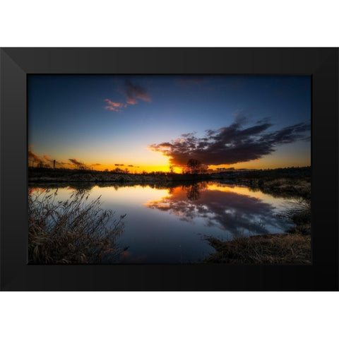 SUNSET RIVER III Black Modern Wood Framed Art Print by Kostka, Vladimir