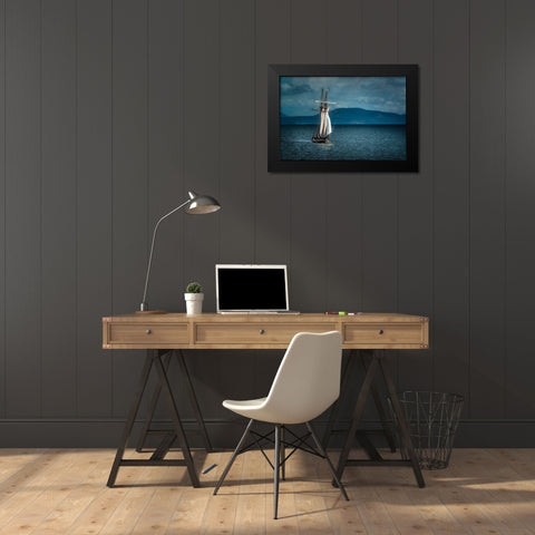 SAILING AWAY Black Modern Wood Framed Art Print by Kostka, Vladimir