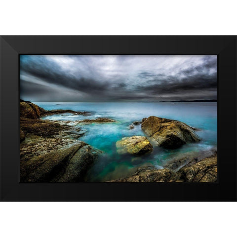 MAJESTIC SHORES Black Modern Wood Framed Art Print by Kostka, Vladimir