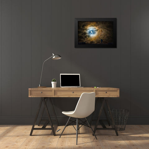 MOON WALKER Black Modern Wood Framed Art Print by Kostka, Vladimir