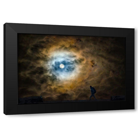 MOON WALKER Black Modern Wood Framed Art Print by Kostka, Vladimir