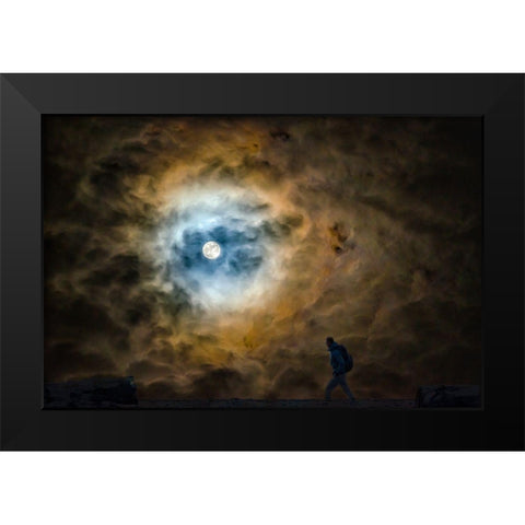 MOON WALKER Black Modern Wood Framed Art Print by Kostka, Vladimir