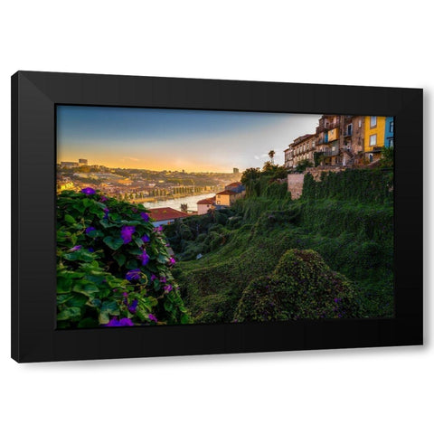 PORTO GARDENS Black Modern Wood Framed Art Print by Kostka, Vladimir