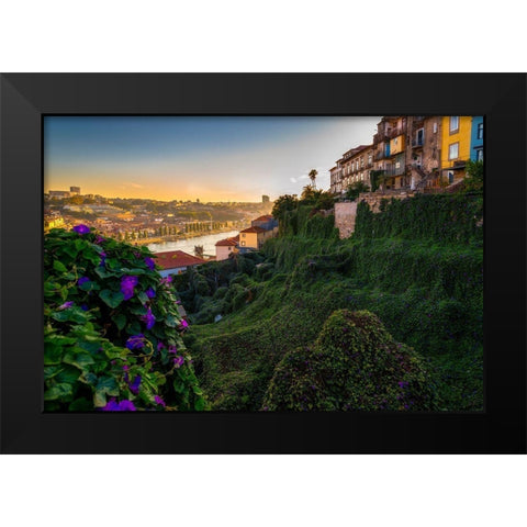 PORTO GARDENS Black Modern Wood Framed Art Print by Kostka, Vladimir