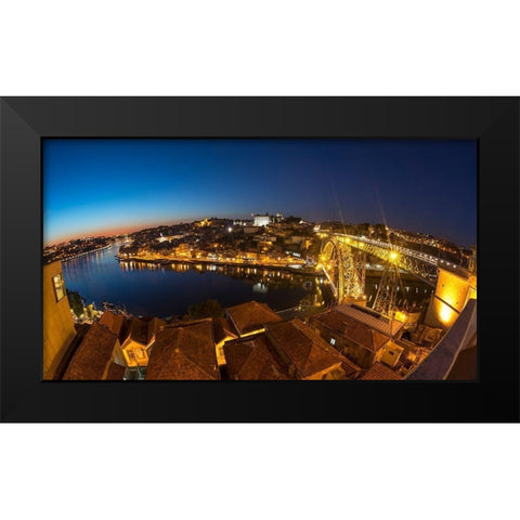 PORTO VIEW Black Modern Wood Framed Art Print by Kostka, Vladimir