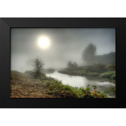 MISTY CREEK Black Modern Wood Framed Art Print by Kostka, Vladimir