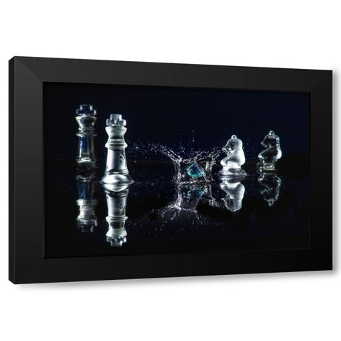 WATER CHESS I Black Modern Wood Framed Art Print with Double Matting by Kostka, Vladimir