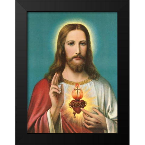 HL. HERZ JESU Black Modern Wood Framed Art Print by Anonymous