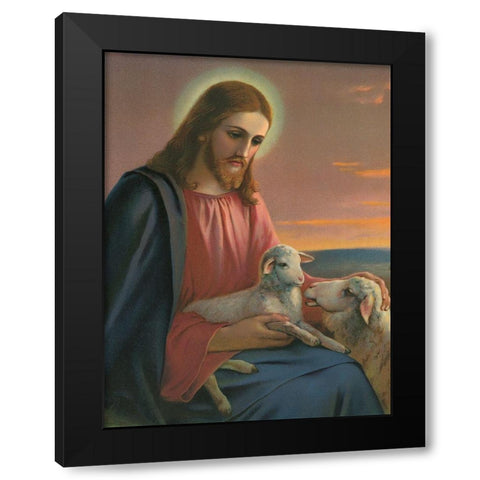 DER GUTE HIRTE Black Modern Wood Framed Art Print by Anonymous