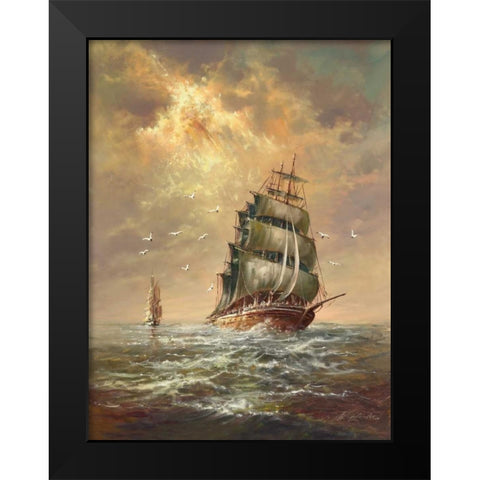 Stormy Waether Black Modern Wood Framed Art Print by Glassl, Helmut
