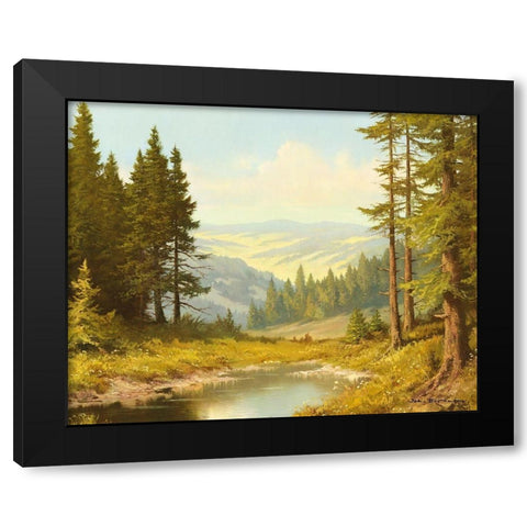 QUIET POND Black Modern Wood Framed Art Print by Bochmann, Joh.