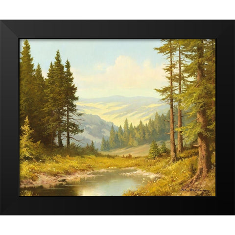 QUIET POND Black Modern Wood Framed Art Print by Bochmann, Joh.
