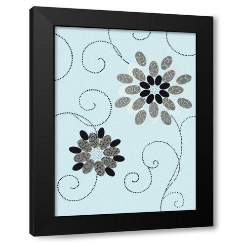 Symphony Of Blues I Black Modern Wood Framed Art Print by Design Show