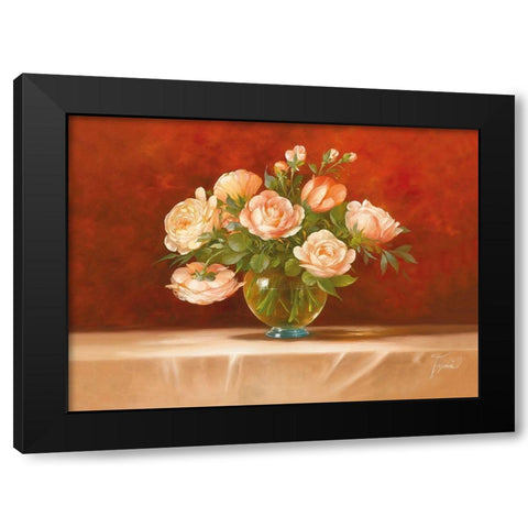 ROSES ABSTRACT I Black Modern Wood Framed Art Print by Fasani