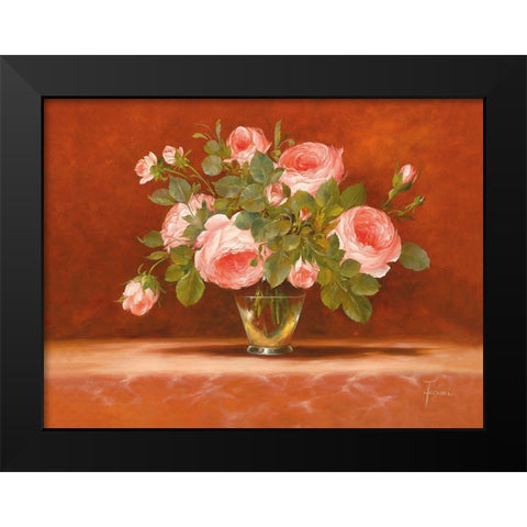ROSES ABSTRACT II Black Modern Wood Framed Art Print by Fasani