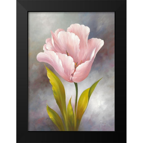 WHITE TULIP Black Modern Wood Framed Art Print by Fasani