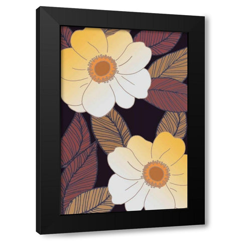 Golden Blooms I Black Modern Wood Framed Art Print by Verbeek-Van Den Broek