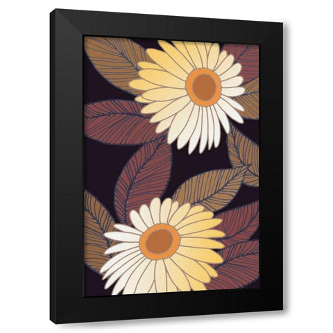 Golden Blooms II Black Modern Wood Framed Art Print with Double Matting by Verbeek-Van Den Broek