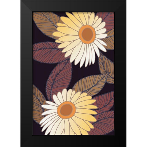 Golden Blooms II Black Modern Wood Framed Art Print by Verbeek-Van Den Broek