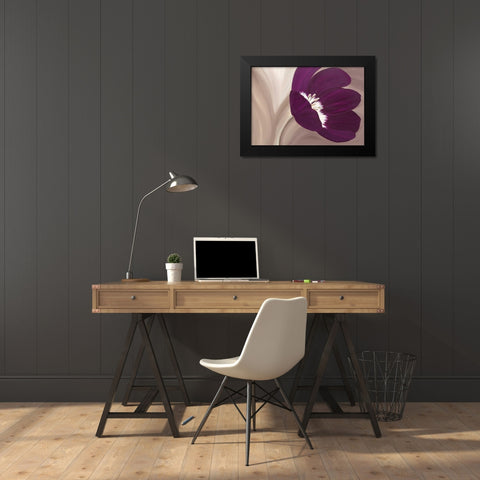 Velvet Poppy Black Modern Wood Framed Art Print by Lake, Kaye